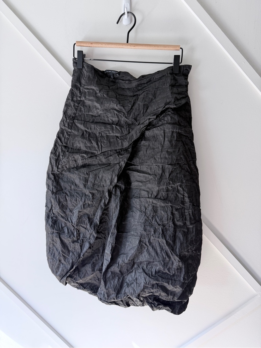 Sarah Pacini Crinkle Draped Bubble Skirt Black | Avant Garde Artistic (M)